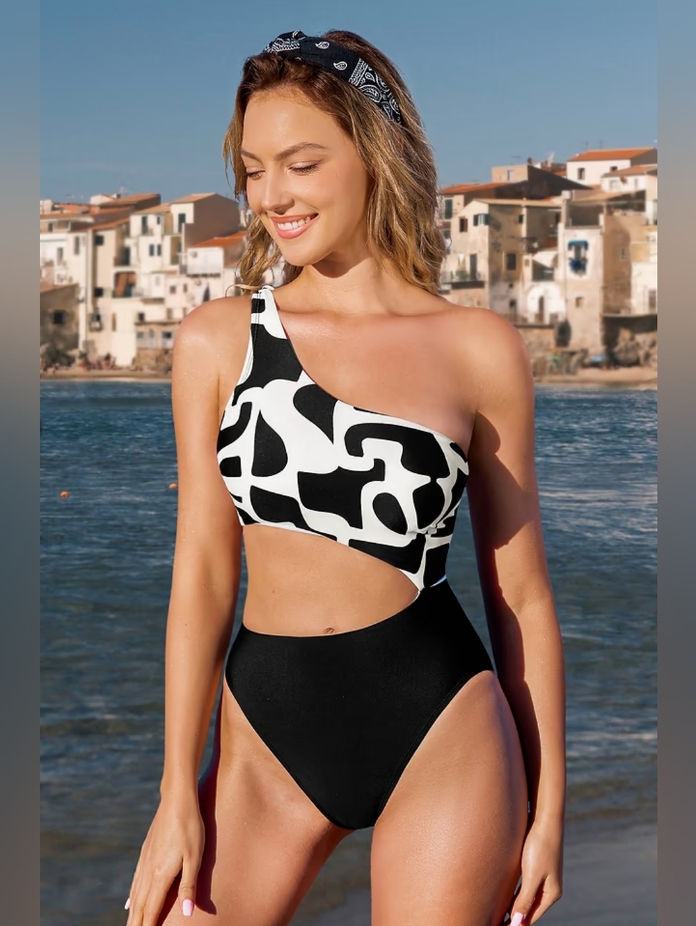 Radiant Horizon Abstract Monokini Swimsuit 💥 BRAND NEW 💥
